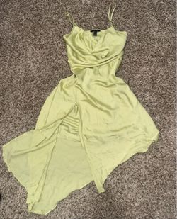 Forever 21 Satin Slip Dress Lime Green