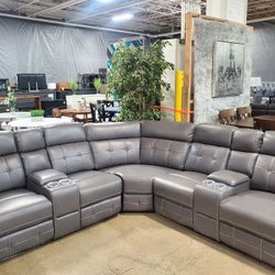 Beautiful GrayPiece Power Reclining Sectional with LED Lights