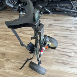 Vintage Spalding 2 Wheel Golf Club Cart Greeb abd Gold Color