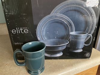 New Teal Set Of Gibson Dishes 4 Place Settings