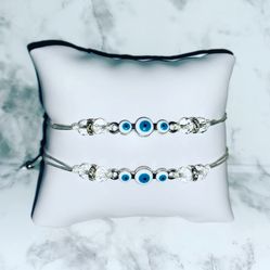 evil eye bracelets - white