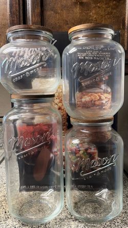 Mason Craft & More Glass Jars with Acacia Lids Set of 4