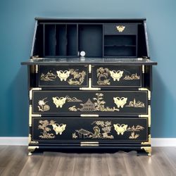 Free Delivery 🚚 Asian Inspired Gold Trim Dresser Desk 36"W x 18”D x 41"H