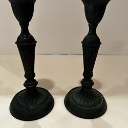 Pair of Heavy Black Candlesticks