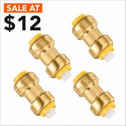 (4-Pack) Push Fit Coupling 1/2" x 1/2"