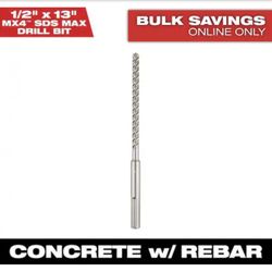 Milwaukee 1/2 in. x 13 in. 4-Cutter SDS-MAX Carbide Drill Bit