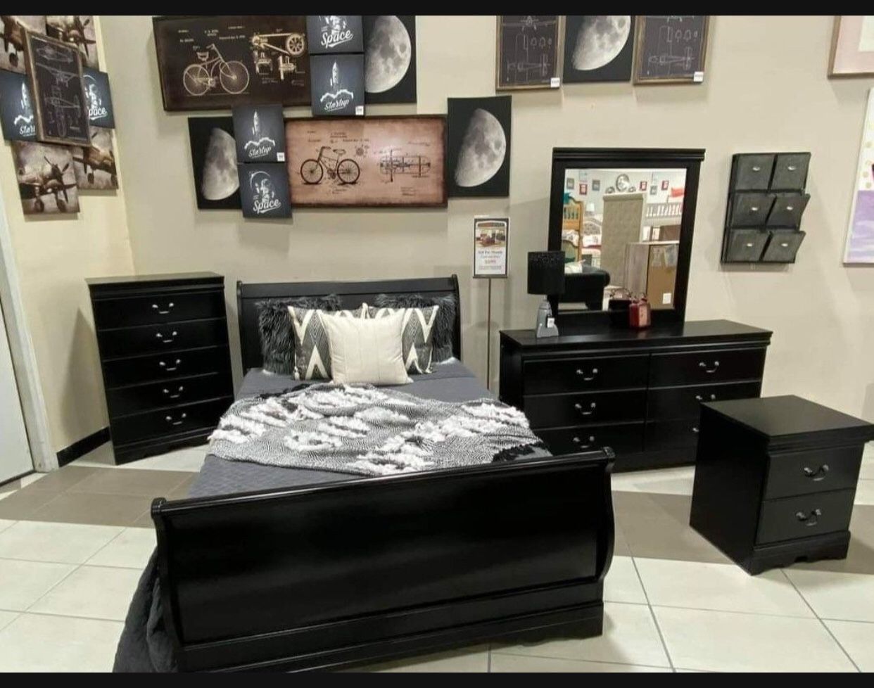 Dresser, Nightstand, Mirror, Bed Frame | Huey Vineyard 7 Piece Queen Size Bedroom Set ๐ฅ Brand New ๐ Delivery Available ๐