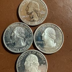 4 “S” Circulated PROOF QUARTERS: War In The Pacific, Olympic, Colorado and Kansas