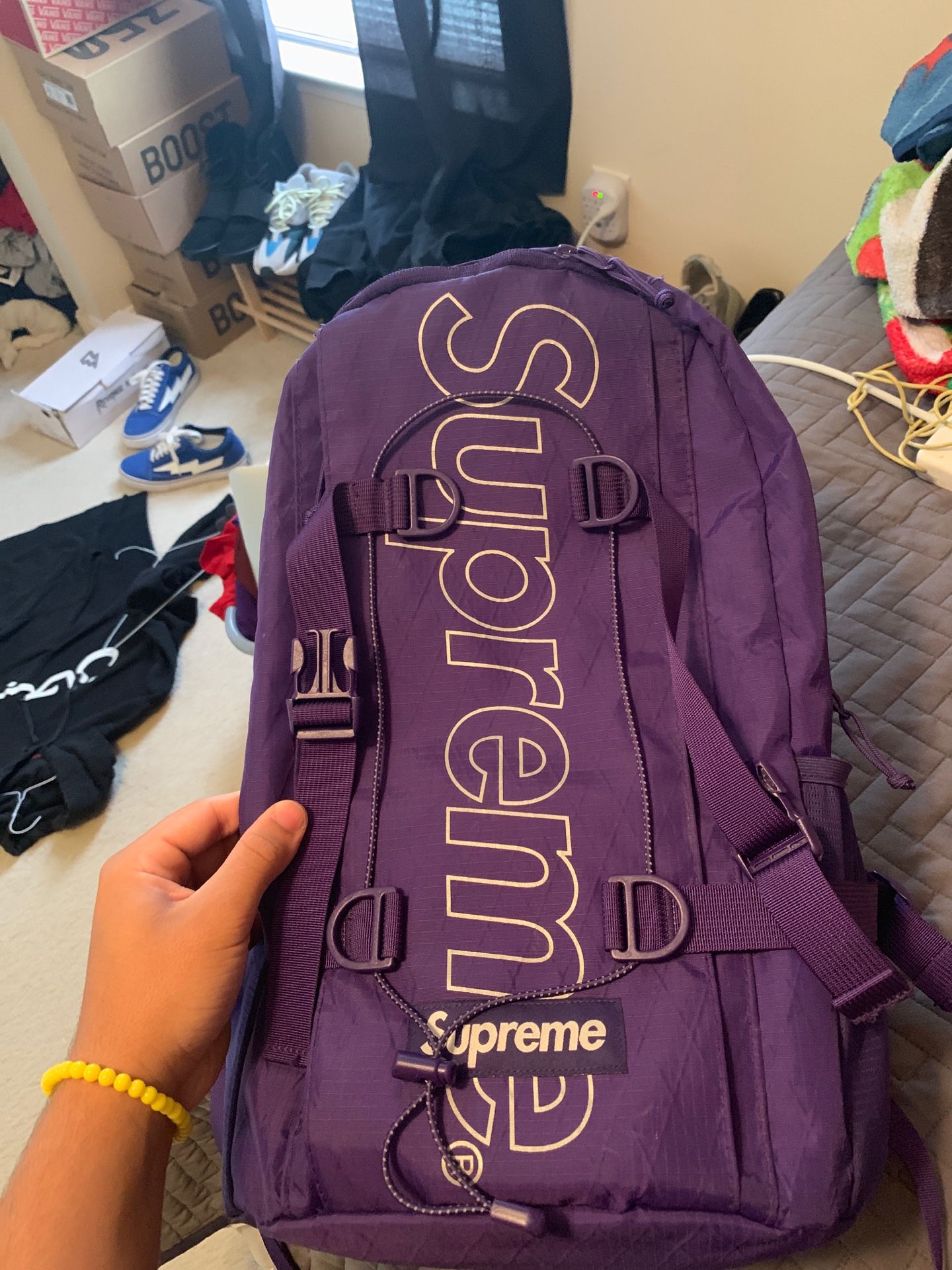 Purple supreme backpack 100% authentic