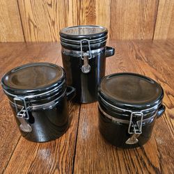 Black Ceramic Canister with an Airtight Clamp top Lid