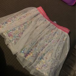 Sequin Skirt W Mesh Top And Shorts Bottom 