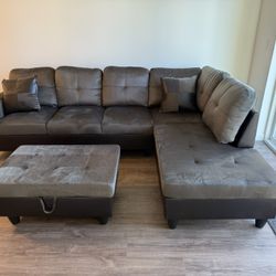 New Sectional + Storage Ottoman  — Left or Right Chaise — Delivery Available  