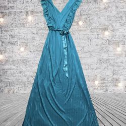 Gorgeous Vintage Erica Loren New York Gown Turquoise Size Small Women’s Low Cut