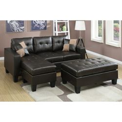 Espresso Brown Sectional With Ottoman 