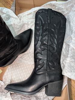 Crown Vintage Black Western Boots Size 8.5