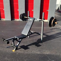Home Gym Combo with Adjustable Bench / Weight Plates / Barbell