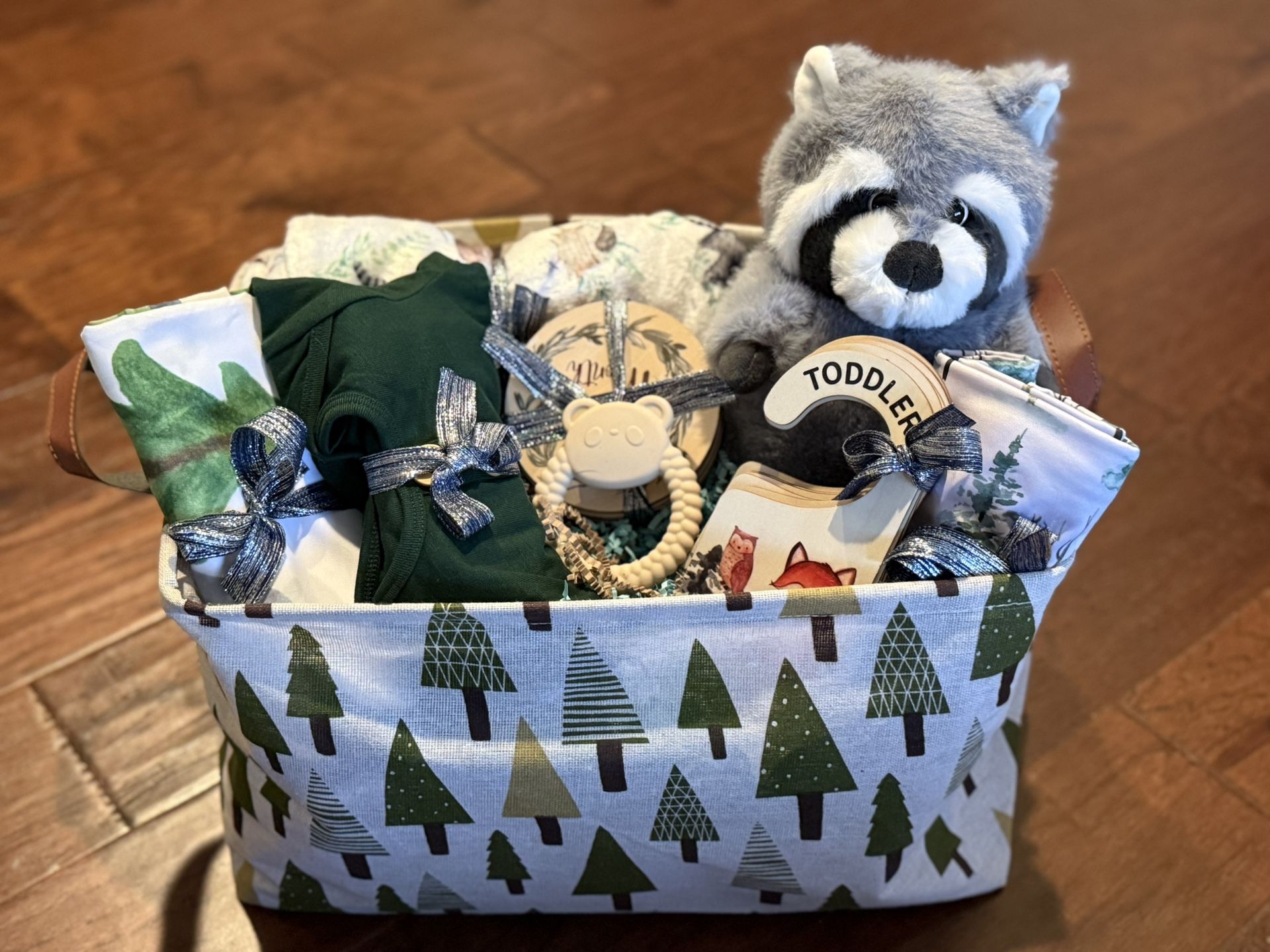 Forest Themed Boy Baby Shower Gift Basket 