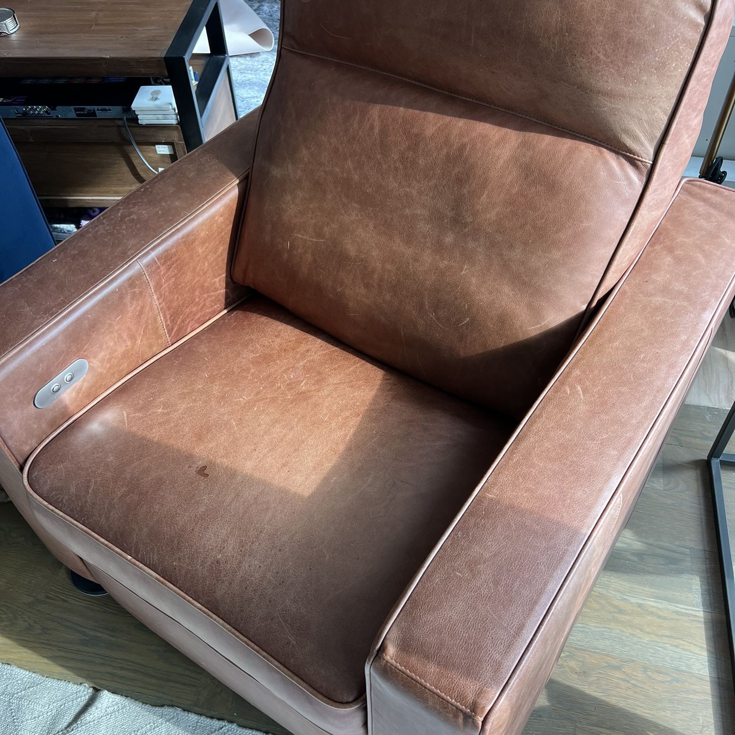 West elm Henry Leather Power Recliner Chair - Tobacco