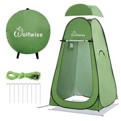 Wolf Wise Portable Pop Out Shower/Toilet/Changing Room  With Stakes & Storage Bookbag