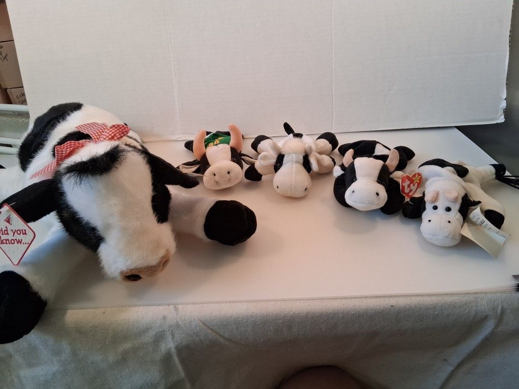 Cow Collection Stuffies Ty Beanie Lot