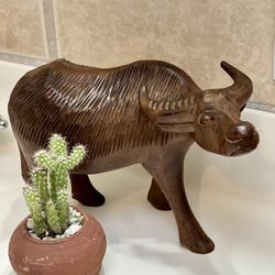Hand carved Wooden Water Buffalo 