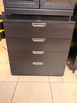 IKEA EFFEKTIV / GALANT 4-Drawer Office Storage Cabinet / Credenza (Black-Brown)