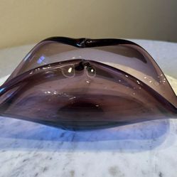 Murano Glass Freeform MicaBowl Deep Amethyst SommersoArt Sculpture Italy RARE!