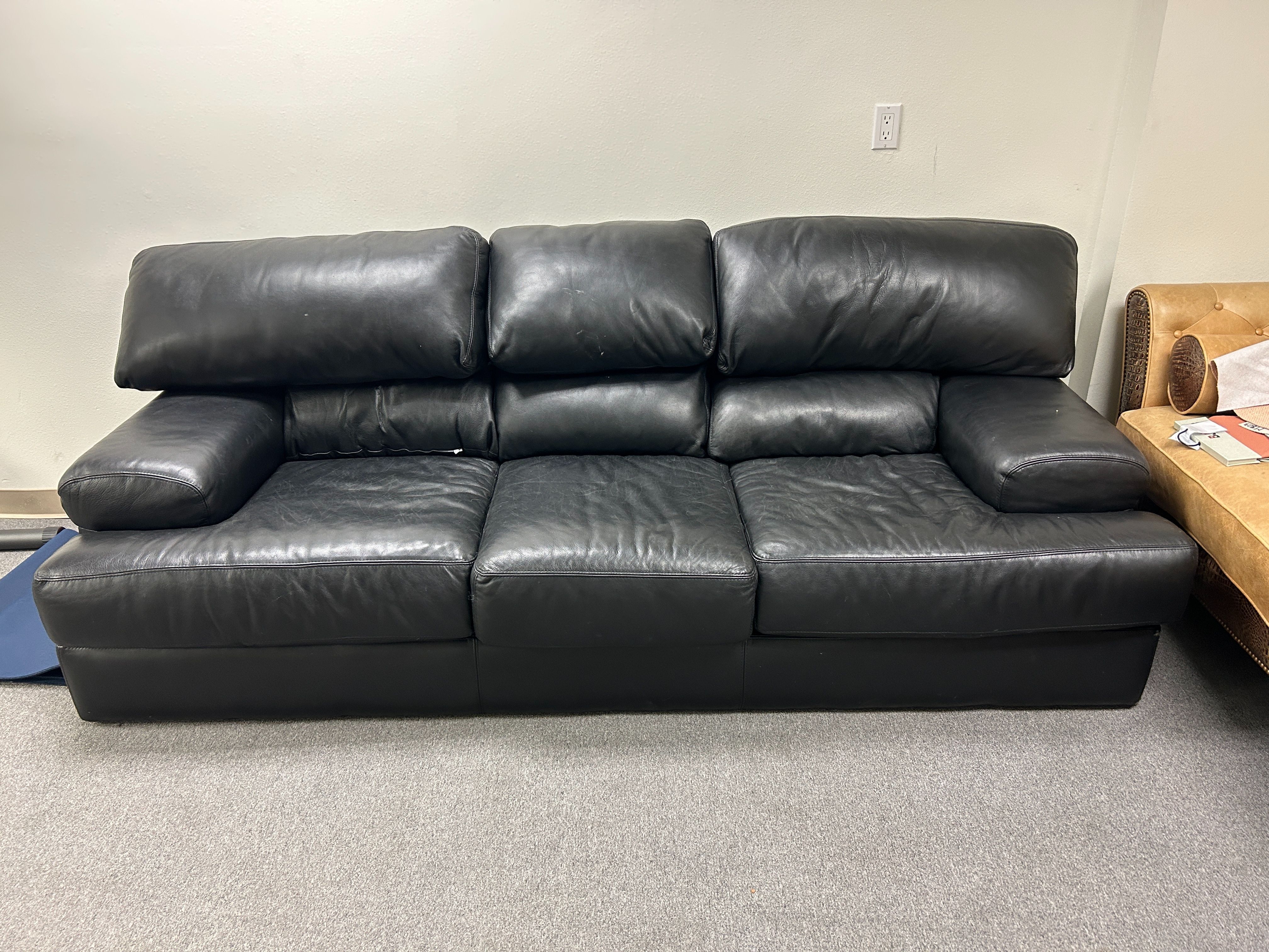 Genuine Leather Sofa - Black