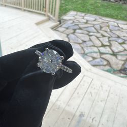 New Moissanite 10H10A Engagement Ring 3CT 18K White Gold Plated Sterling Silver