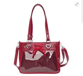 Clear Window Crossbody BagVersatile Large Capacity Women's Shoulder Bag Anime Silk Ribbon Pin Display Bag