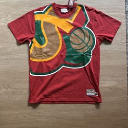 Size Large - Mitchell And Ness Authentic Vintage Supreme NBA Basketball Seattle SuperSonics Big Face Shirt Tee - Heavyweight - Nike Sports Champion