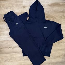 Navy Blue Hoodie And Sweatpants Set/UNISEX