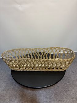Gold Wire Woven Oval Bread Basket
