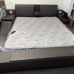 King Bed With Massage And Speakers Storage 1599 With Mattress New We Finance And Deliver Setup If Needed 