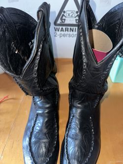 Vintage Dan Post Black Leather Western Cowboy Boots Men’s Size 8.5 D USA Made