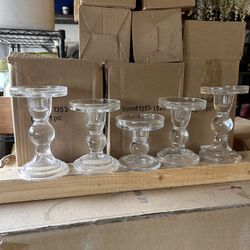 3 Tier Glass Taper Candle Holder With 14” Hurricane 