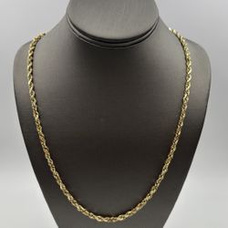10KT YELLOW GOLD 24” ROPE LINK CHAIN 28.6GR 
