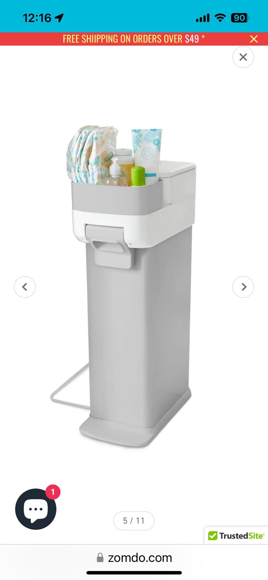 Skip Hop Diaper Pail with Dual Air-Lock, Universal Refill Bags, White
