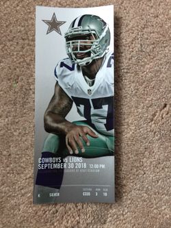 (1) Awesome 45 Yard Line Club Seat Ticket for Lions @ Dallas Cowboys
