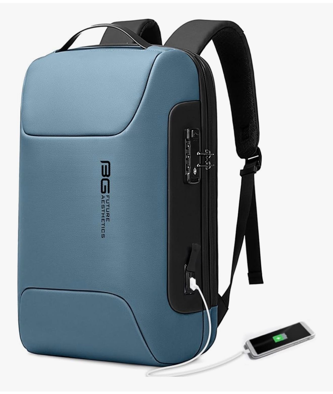 BANGE Anti Theft Business Backpack, Men Work Backpacks with USB C Charging Port, Slim Laptop Backpack for 15.6 Inch, Airplane Travel Backpack for Men