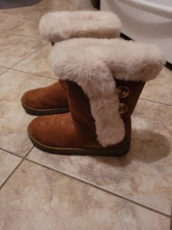 Girls Brown Suede Boots With Fur Size 5 Brand New From Kohls