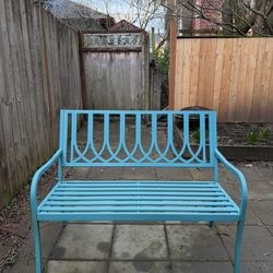 2 Blue Garden Benches -- Innova Hearth & Home S548-29A Lakeside Steel Bench, Soho Blue