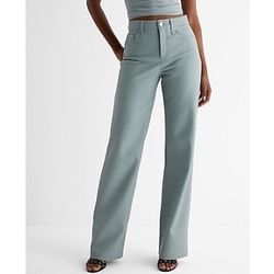 HIGH WAISTED FAUX LEATHER WIDE LEG PANT (Sz 2R)