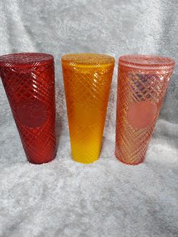 3 Starbucks Tumblers 24 Oz Plastic Must Pick Up