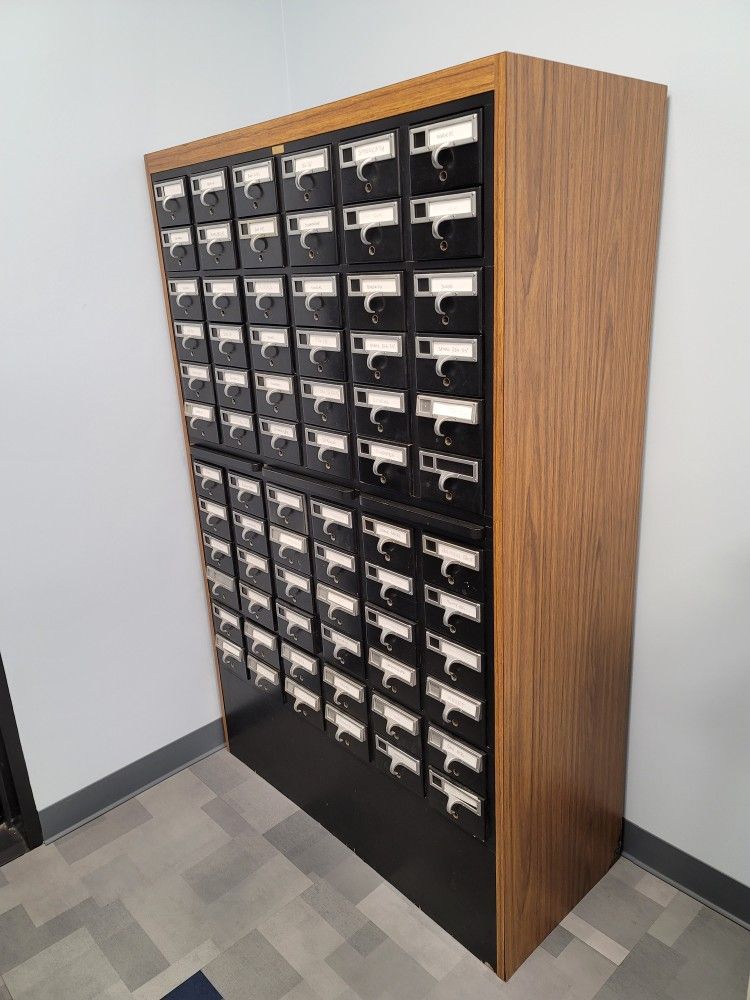 Storage Compartments: Card Catalog Repurposed