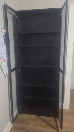 Black Glass Display Cabinet / Curio Cabinet – Excellent Condition