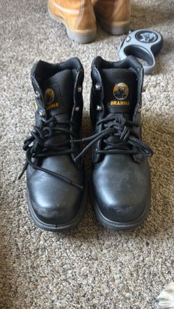 Black steel toe work boots