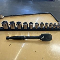 3/8  Snap On Wrench  & 11 Pc  Craftsman Sockets New 