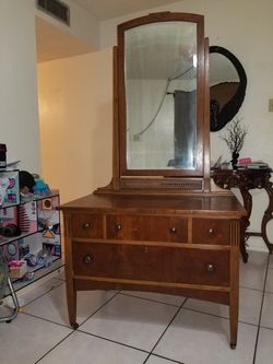 antique vanity 100% oak wood wheels precio firme excelente condicion