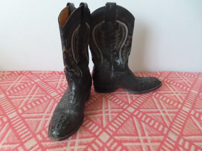RUDEL ROGERS Alligator Croc Full Embossed Leather Western Cowboy Boots 9.5